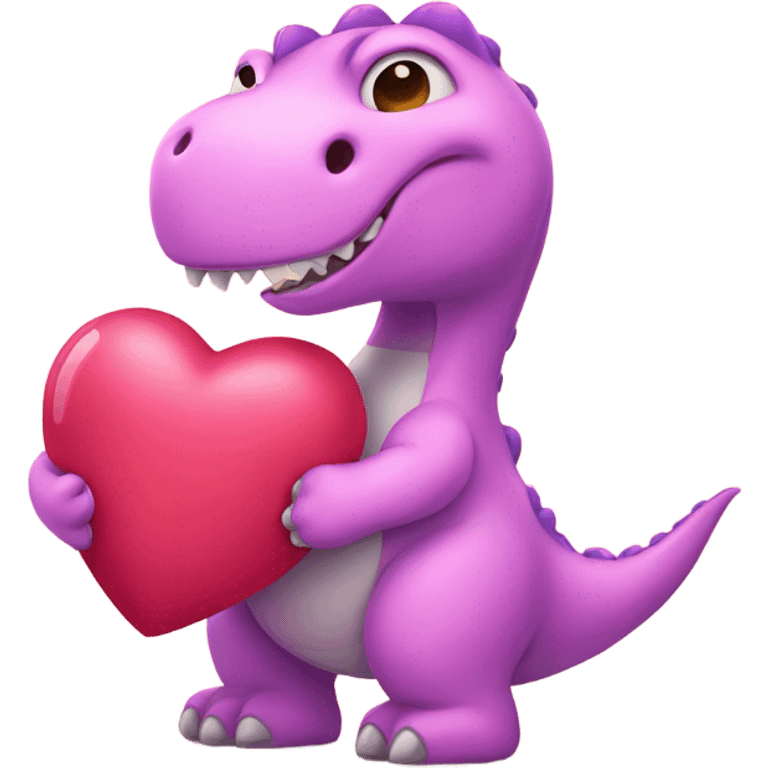 pink dinosaur holding heart  emoji