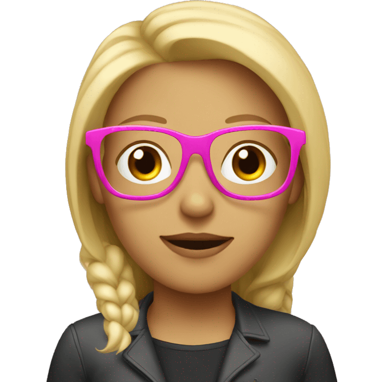 Blonde female programmer with pink glasses emoji