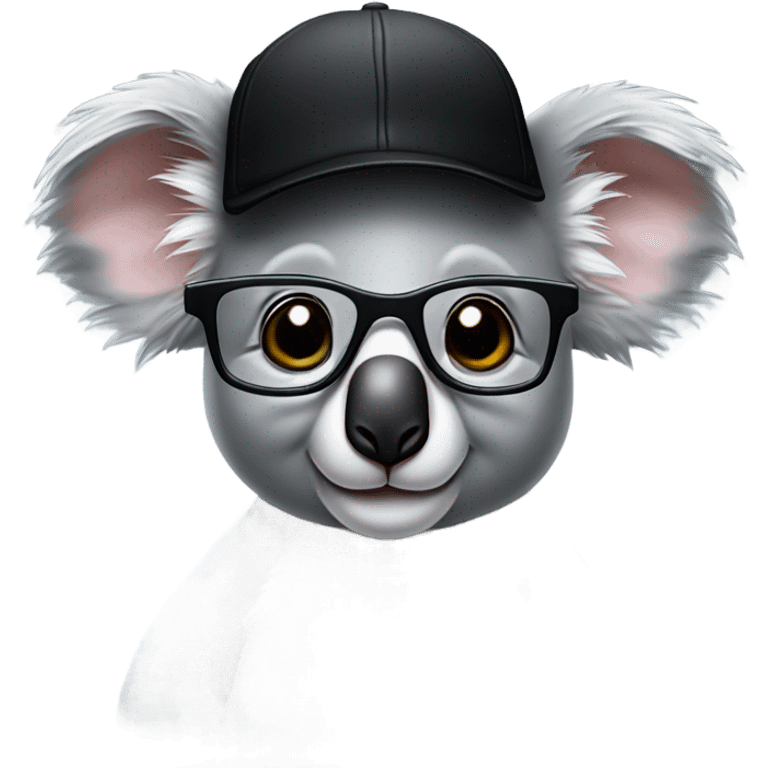 Koala with black cap and reading glasses  emoji