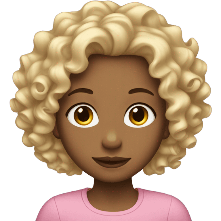 Girl curly hair that goes from brown roots to blonde tips emoji