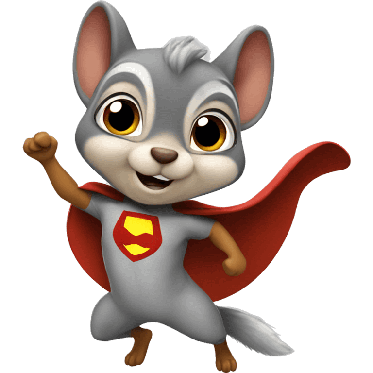 Squirrel as a superhero wearing a cape flying like Mighty Mouse  emoji