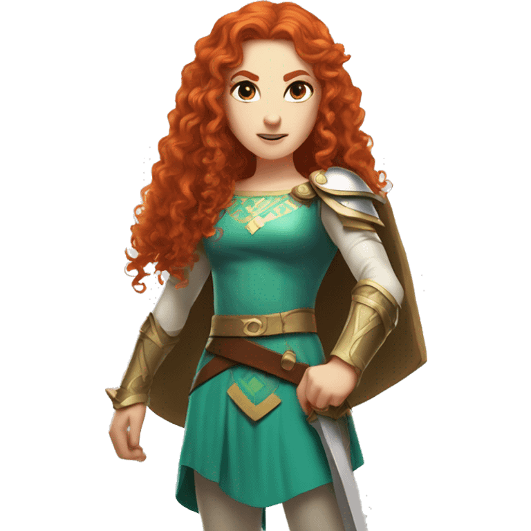 a white girl with long red curly hair and freckles, cosplaying Princess Zelda posing and ready for a fight emoji