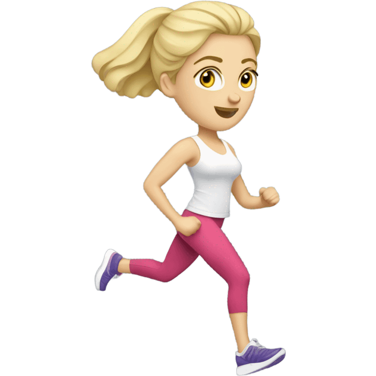 Caucasian blonde woman exercising with designer clothing  emoji