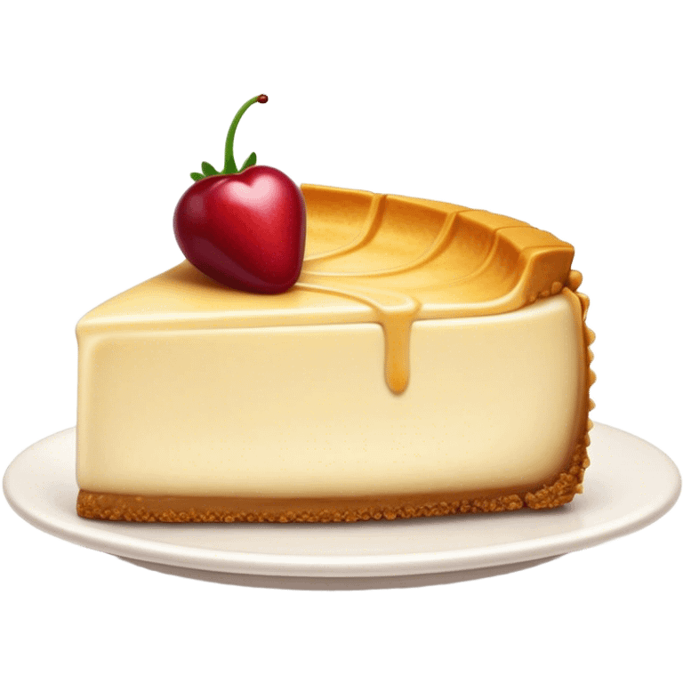 Cinematic Realistic Sernik Dessert Emoji, showcasing a rich, creamy cheesecake with a golden crust rendered with delicate textures and inviting, soft lighting. emoji