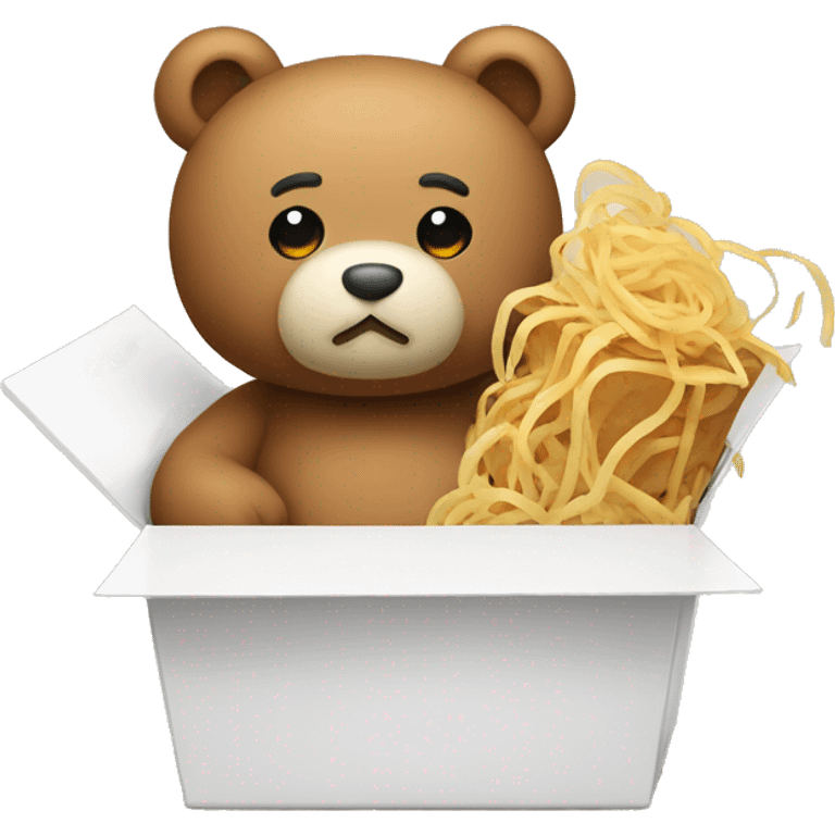 Teddy with asia noodle box emoji