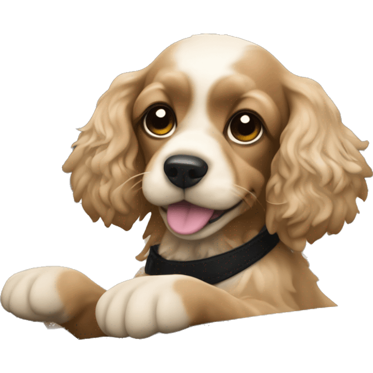 Light Cocker Spaniel driving a Black mazda 2 emoji