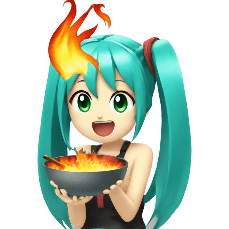 Hatsune miku eating fire emoji