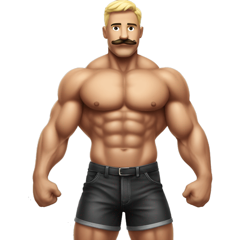 Muscular gay bodybuilder with mustache bikini realistic emoji