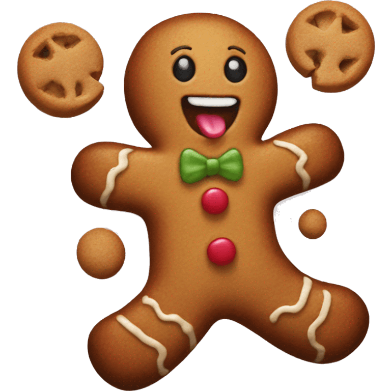 Gingerbread man with tongue out emoji