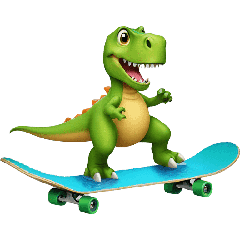 A dinosaur on a skateboard in the water emoji