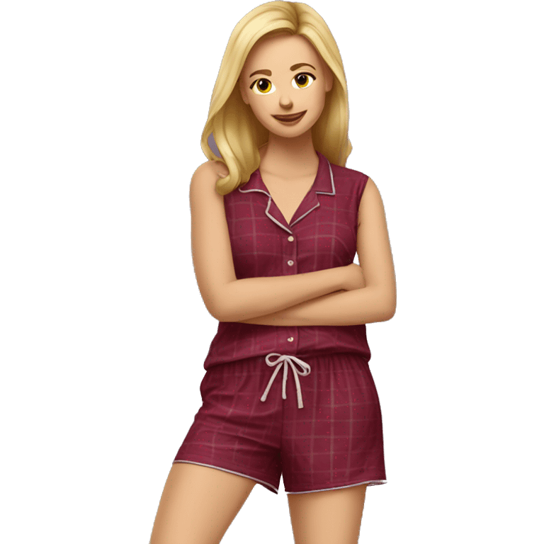 Plaided burgundy pajama short emoji