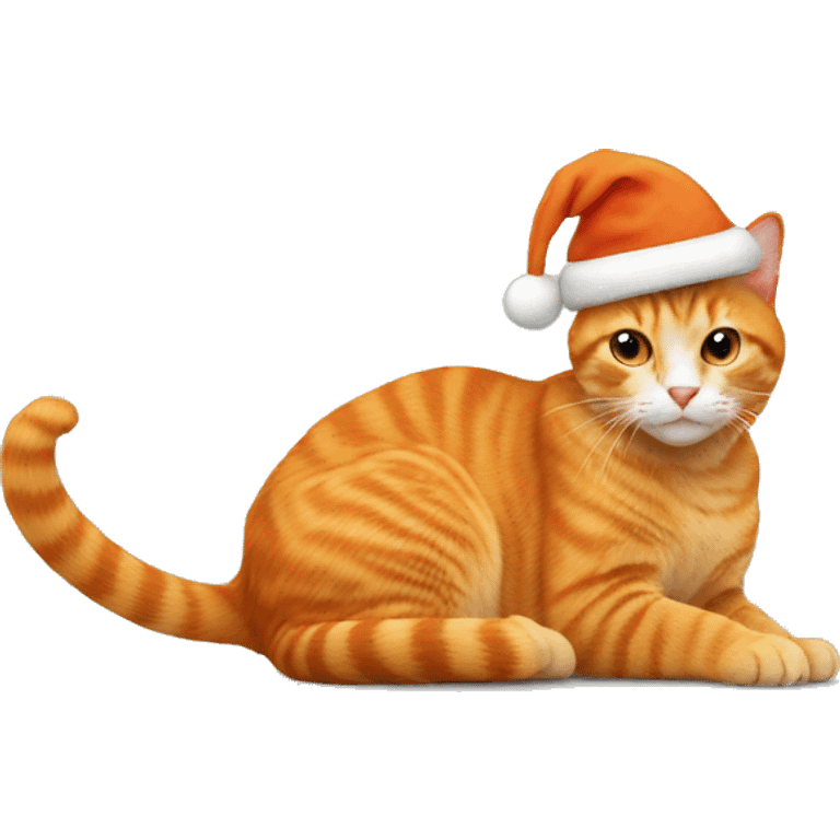 orange cat with christmas hat  emoji