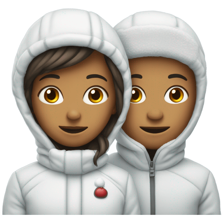 Couple in matching snow suits emoji