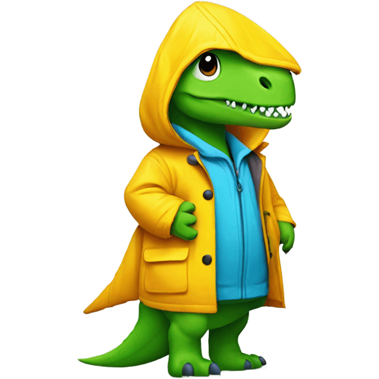 Dinosaur wearing rain coat emoji