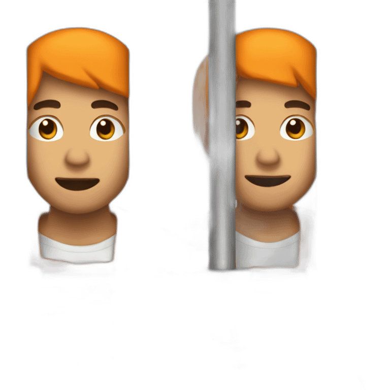 Asian man in orange prison outfit behind bars emoji