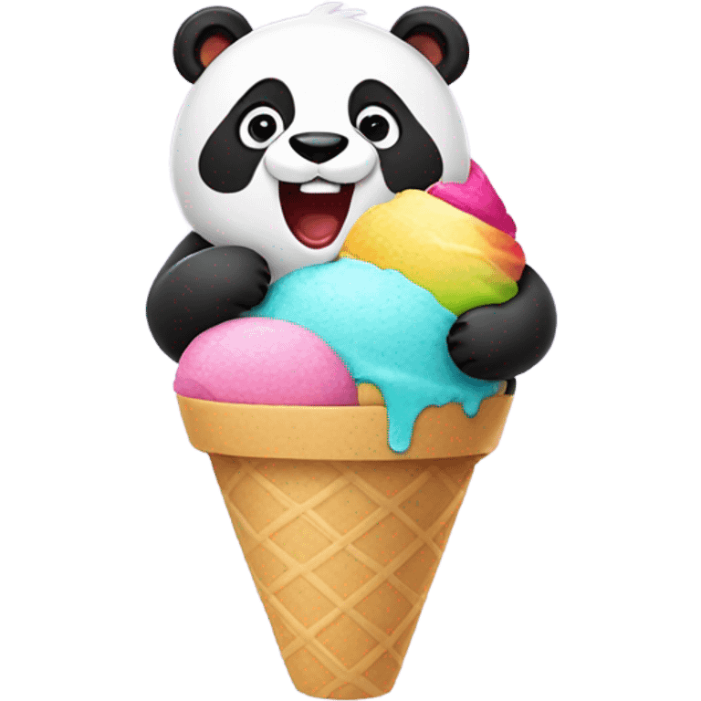 Panda eating ice cream emoji