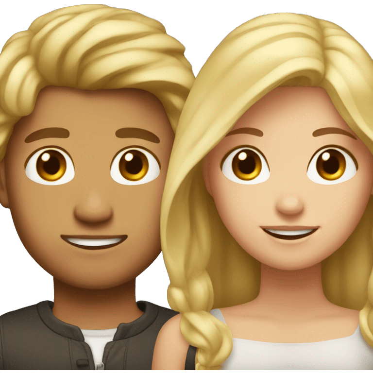 blonde girl brown hair guy emoji