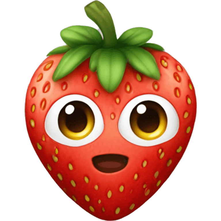 Una frutilla enojada con cara de amor. emoji