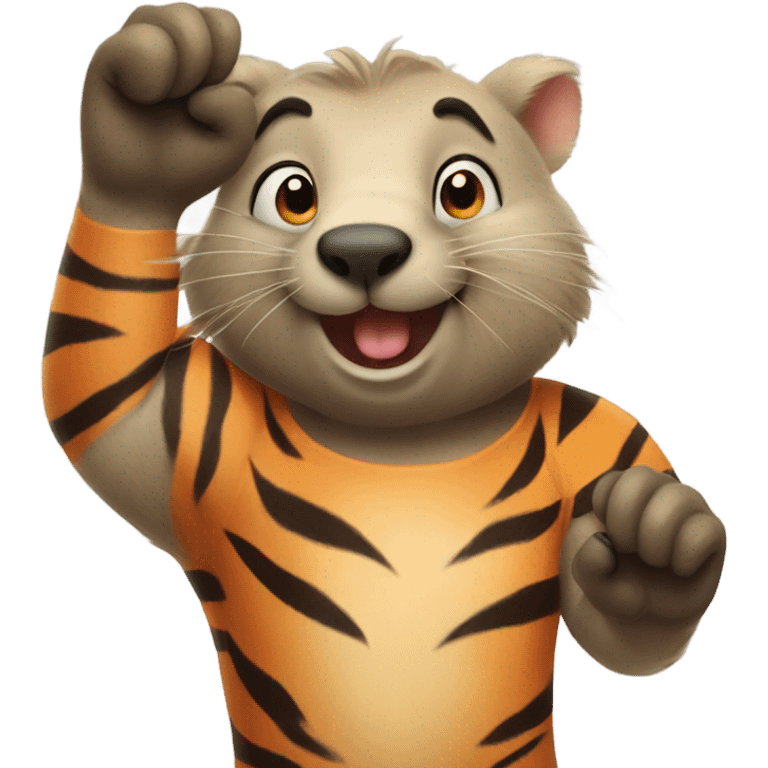 Wombat high fiving tiger emoji