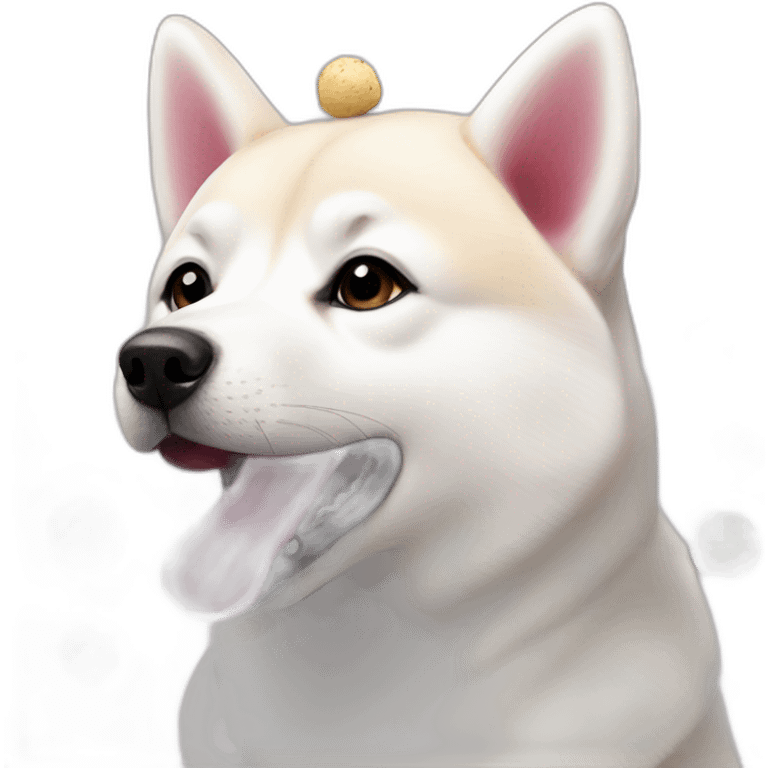 White Shiba with pink truffle emoji