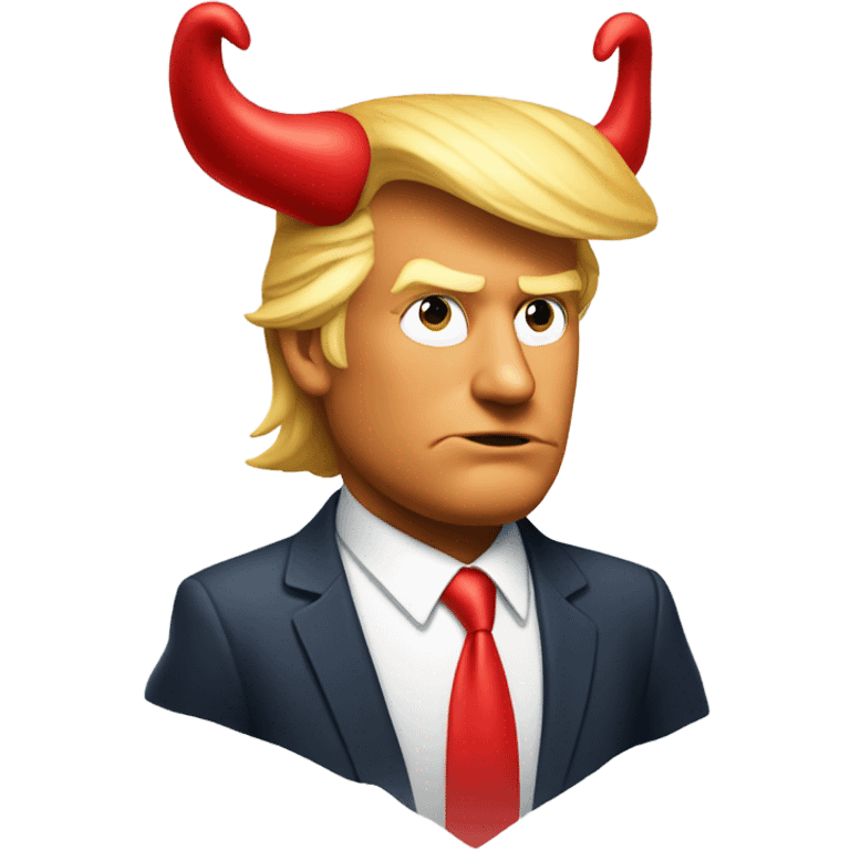 Donald trump with red horns and tail emoji