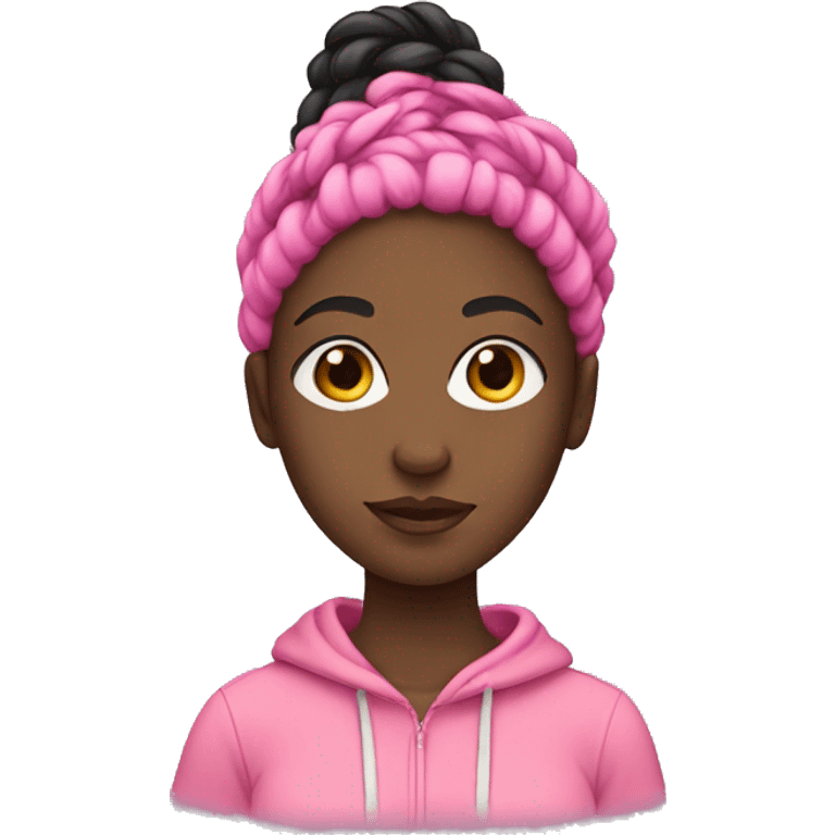 Black girl with pink hoodie and braids  emoji