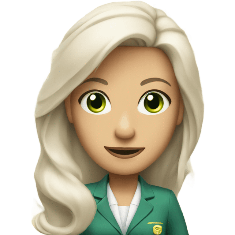 Flight attendant with long white hair with green eyes emoji