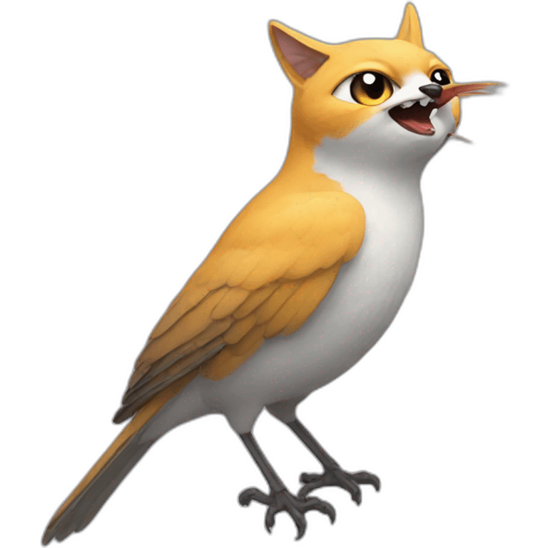 A bird on a cat emoji