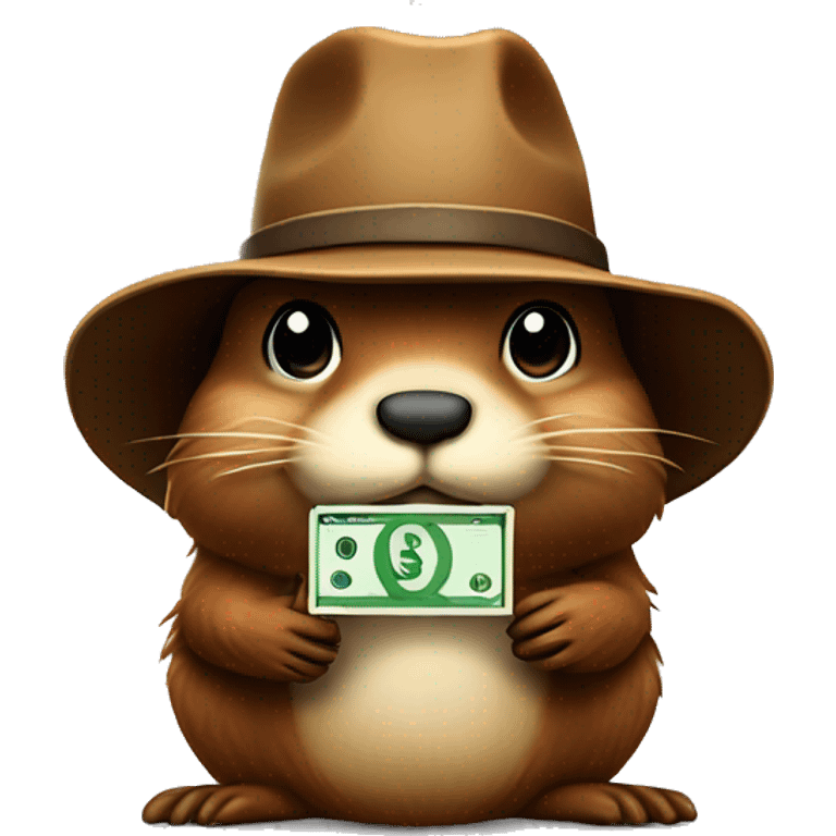 Beaver wearing a cowboy hat with $1000 in his hand emoji