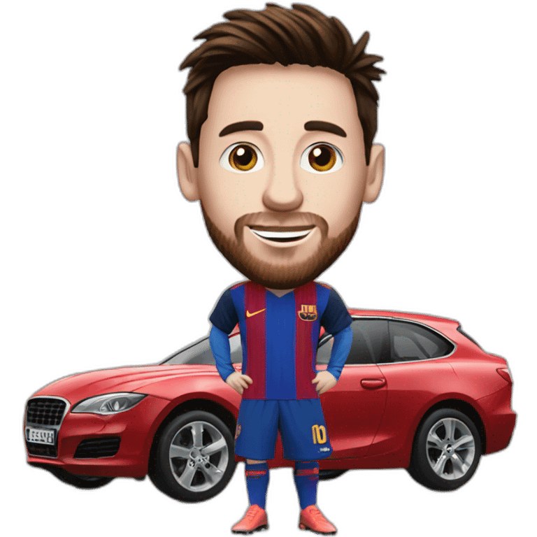 Messi with car emoji