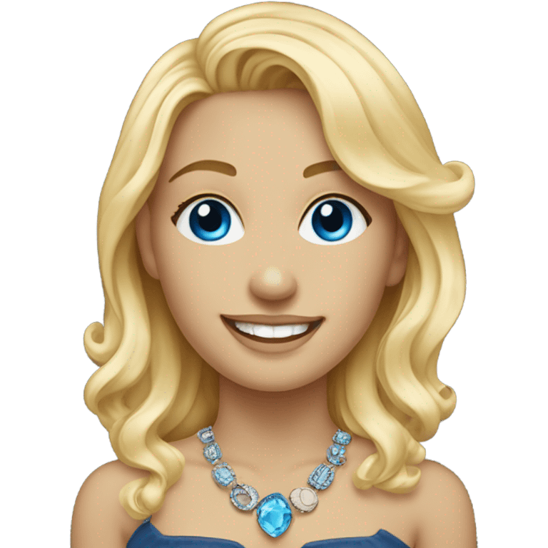 happy solo portrait with jewelry blonde hair blue eyes emoji