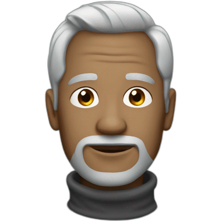 artist with thin gray hair and an unshaved face wearing a turtleneck emoji