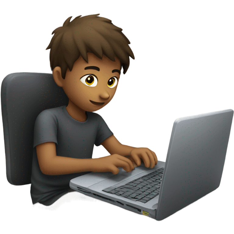 a 13 year old boy coding on a laptop emoji