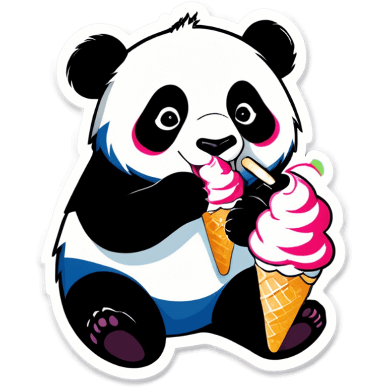 Panda eating ice cream emoji