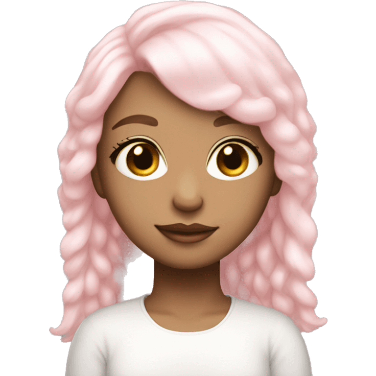 pretty angelic girl with light pink hair and lashes emoji