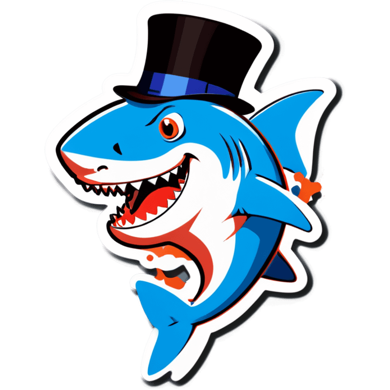 Shark with a top hat emoji