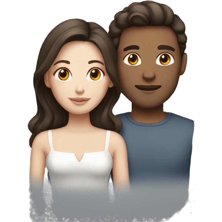 Brunette Couple with white skin emoji