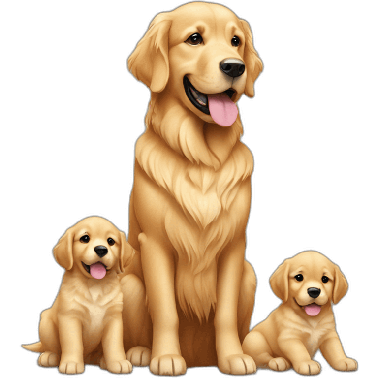 mom golden retriever with her little puppies emoji