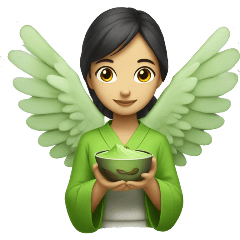 Matcha with wings girl holding it emoji