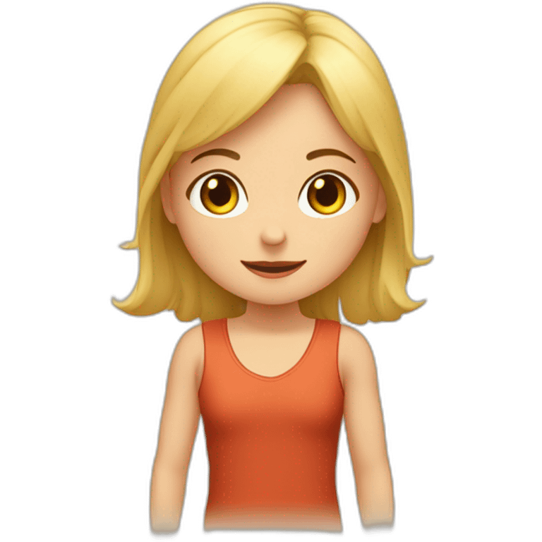 una niña rubia muestra la accion de ayudar a otro niño que esta tirado en el suelo emoji