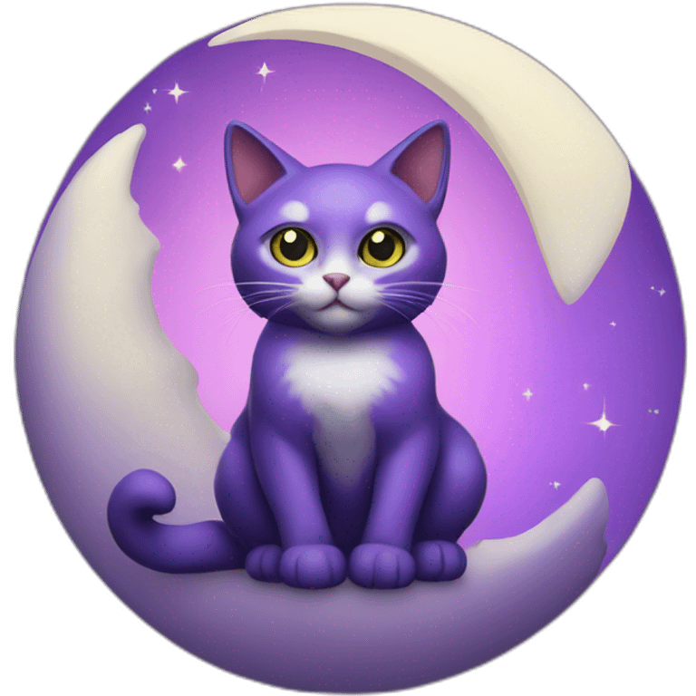 purple cat with moon pendant emoji