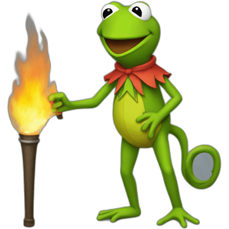 kermit frog holding torch emoji