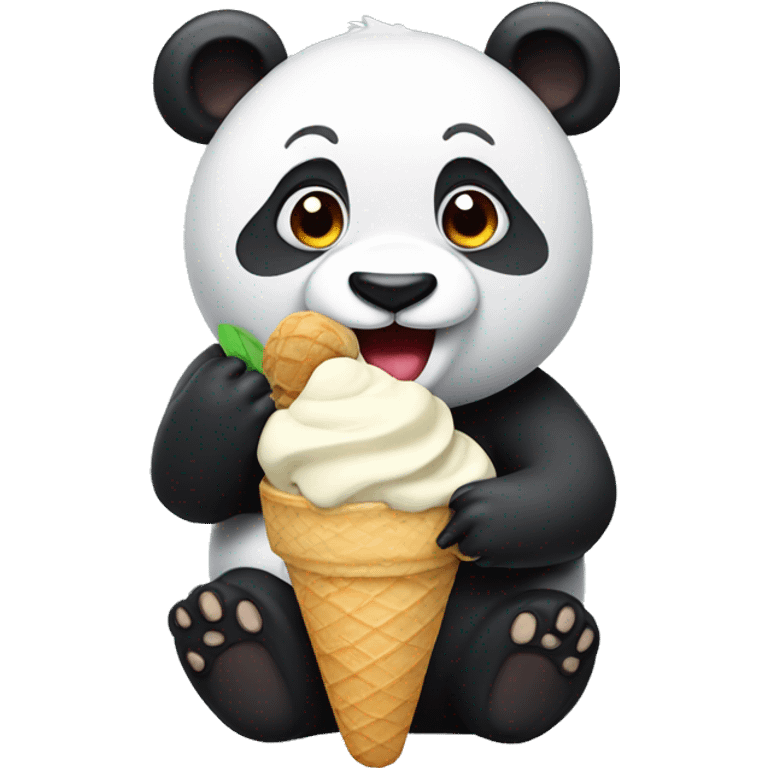 Panda eating ice cream emoji