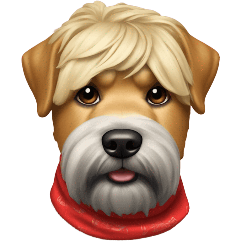 Donald trump and wheaten terrier wearing a red bandana emoji