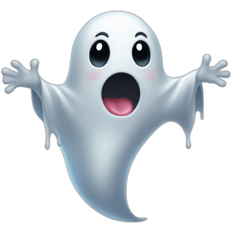 a funny little ghost who sticks out his tongue emoji