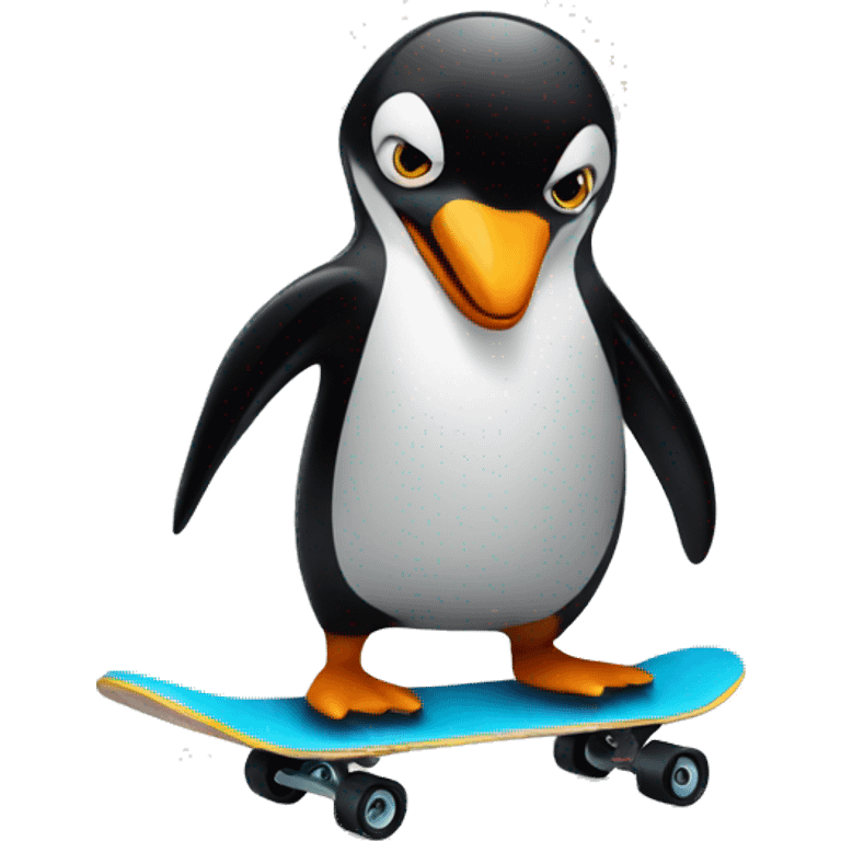 Penguin on a skateboard  emoji