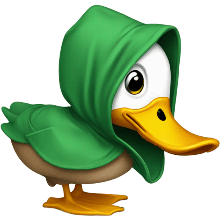 Duck in disney woth a green hoodie emoji