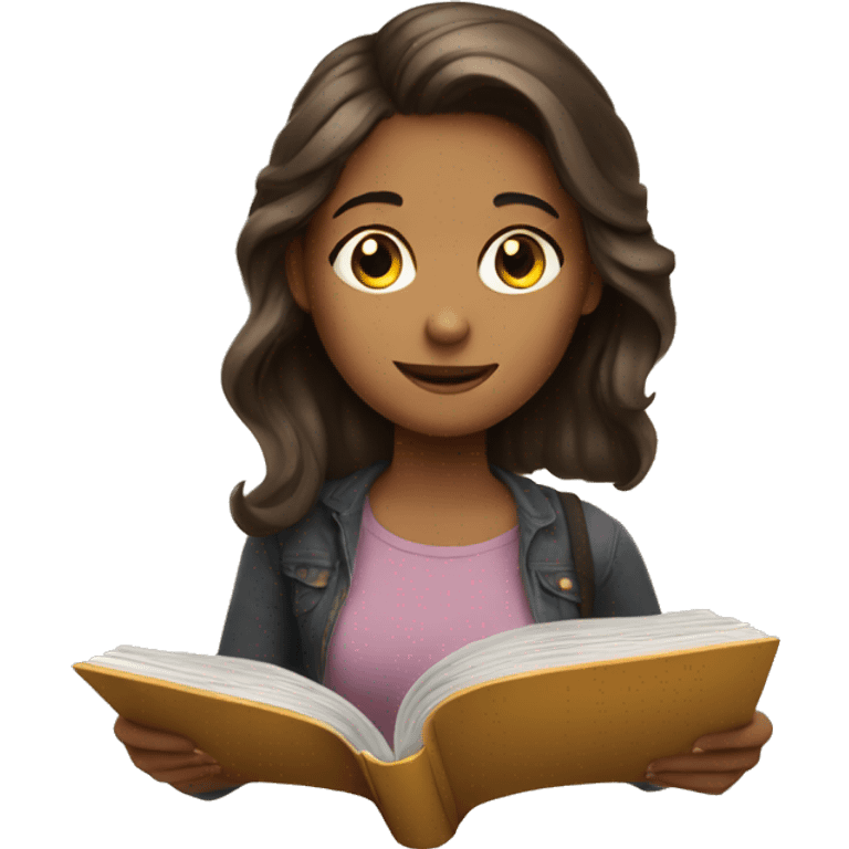 Girl reading book emoji