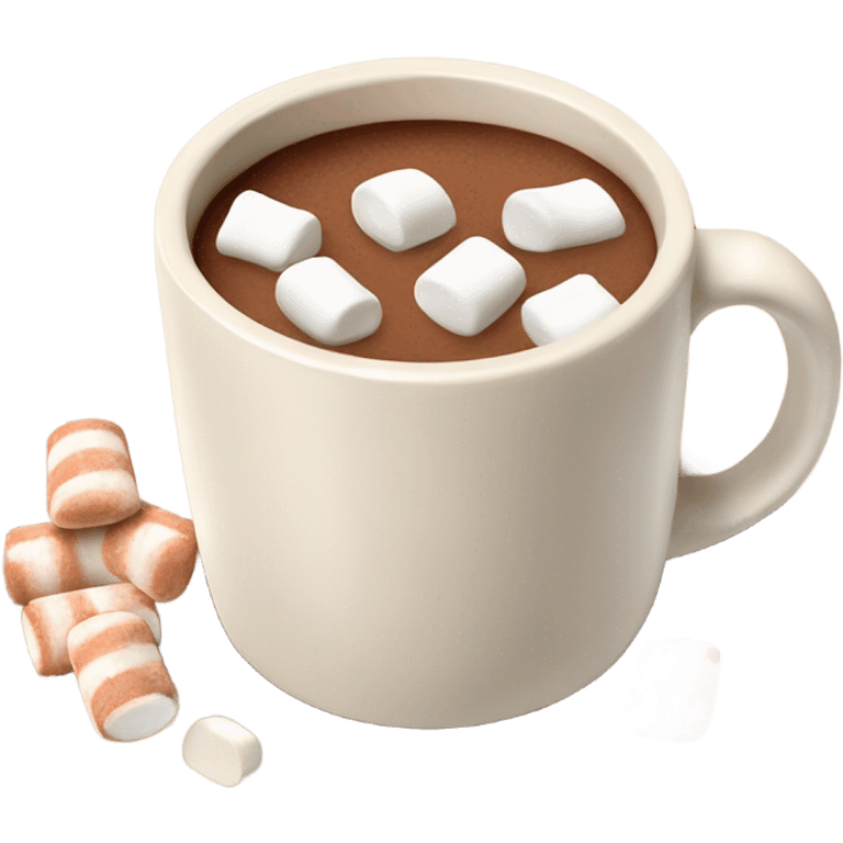 Light beige mug of hot chocolate with marshmallows  emoji