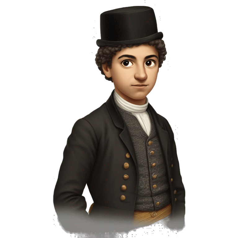 19th century Turkish teenager without a hat photorealistic serious emoji